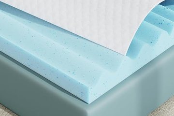 Fodera sollevata che mostra la schiuma azzurra con gel e il profilo ondulato